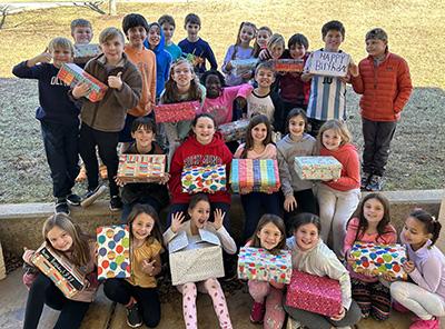 4th grade makes birthday boxes for Meals on Wheels
